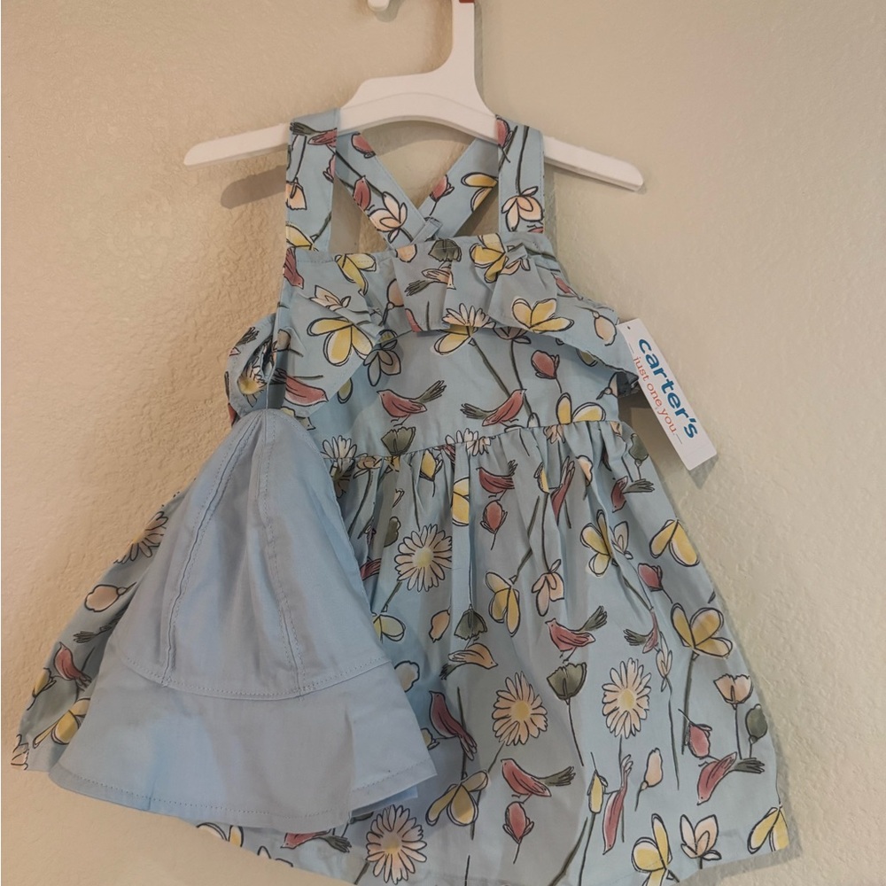 Carter's Blue Floral Dress with Hat